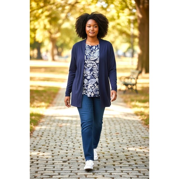 D&Co. Tops - (C-82) QVC d&co Beach 2Pc Set Cardigan & Tank Top Blue Floral Women S